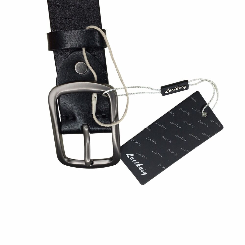 Locikeiy Belt Mens 48 Black Smooth Genuine Leather NWT Classic Core Preppy Dress